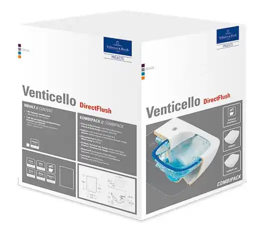Szuper ajánlat Villeroy & Boch Venticello Directflush (perem nélküli) fali wc kombipack, wc ülőkével 4611RS01 (4611 RS 01)Villeroy & Boch