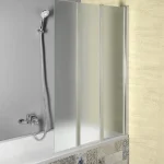 Biztonságos fizetés AQUALINE 100x140 cm behajtható kádparaván króm/brick üveg (AQ1140)Aqualine
