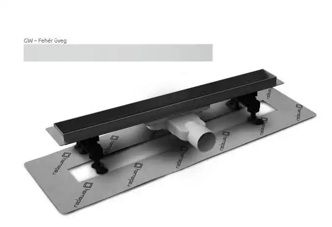 Csak ma Radaway SLIM 95 cm-es rozsdamentes zuhanyfolyóka Fehér üveg ráccsal 5L095S + 5R095SGWRadaway