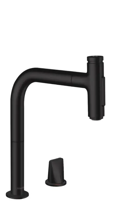 Legjobb ár Hansgrohe M71 M7120-H200 2-lyukú egykaros konyhai csaptelep kihúzható kifolyóval, matt fekete 73818670Hansgrohe