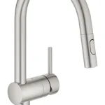 Gyors szállítás Grohe Minta egykaros mosogató csaptelep kihúzható zuhanyfejjel, supersteel 32321DC2Grohe