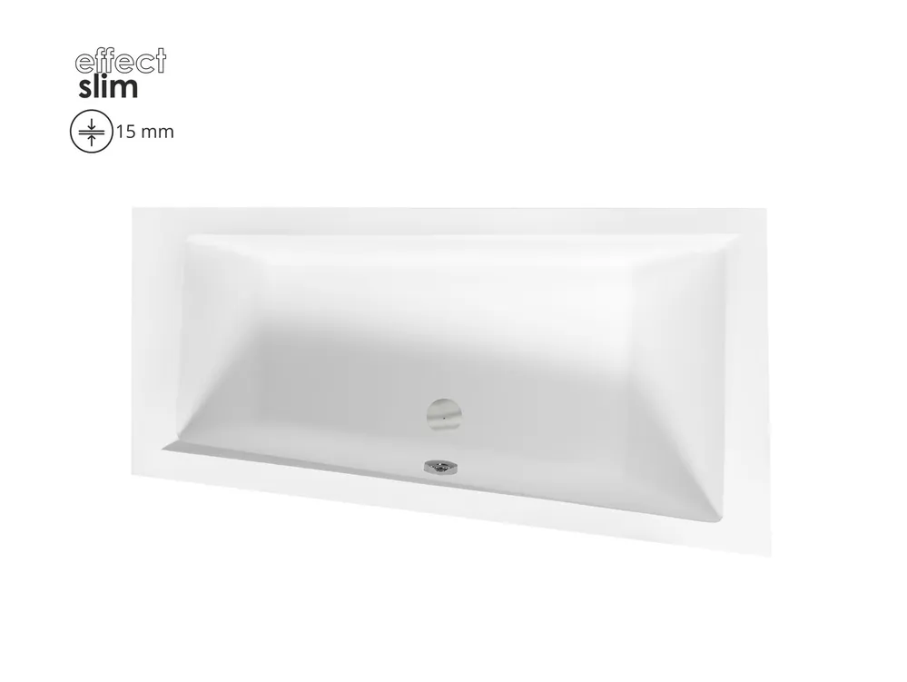 Besco INTIMA SLIM 150x85 cm jobbos aszimmetrikus kád, fehér WAIT-150-SPBesco Korlátozott ajánlat