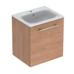 Utolsó esély Geberit Selnova Square mosdószekrény, keskeny peremű mosdóval, egy ajtós, Feketedió hickory világos/Melaminos faszerkezet 501.255.00.1Geberit
