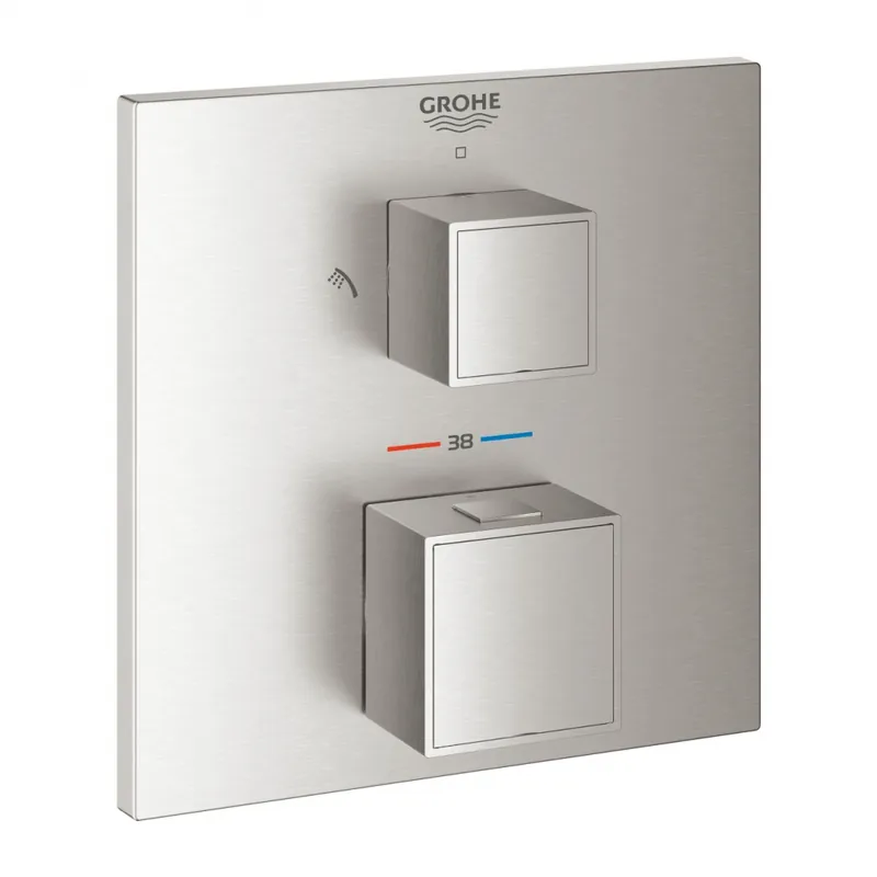 Outlet Grohe Grohtherm Cube Termosztátos falsík alatti keverő 2 fogyasztóhoz, matt szuperacél 24154DC0Grohe
