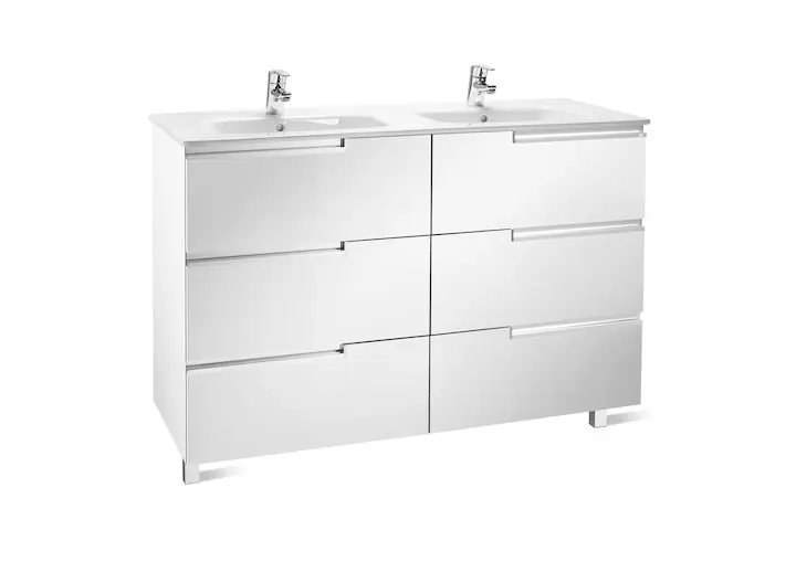Kedvezményes ár Roca Victoria-N Unik Family alsószekrény dupla mosdóval 120 cm magasfényű fehér A855835806Roca