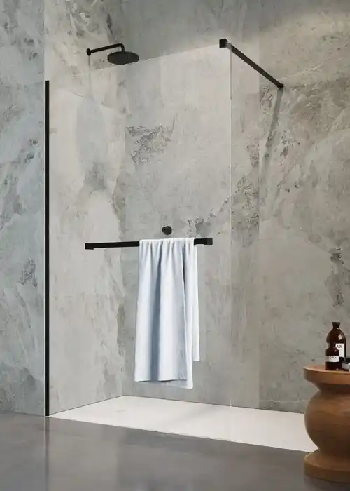 Outlet Radaway Modo New Black II Walk-in zuhanyfal törölközőtartóval, 120 cm 389124-54-01WRadaway