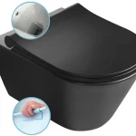 Alacsony ár Sapho AVVA RIMLESS fali WC beépített bidézuhannyal, matt fekete 100312-110Sapho