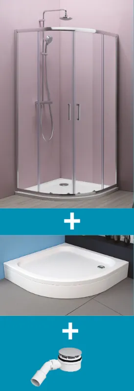 Kolpa-San Eco Quat TKP 80x80 cm negyedköríves zuhanykabin ezüst profillal + Ontex előlapos zuhanytálca + szifonKolpa-San Kihagyhatatlan ajánlat