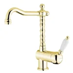 Outlet Sapho KIRKÉ WHITE Mosogató-csaptelep, fehér karral, arany (KI14BZ)Sapho