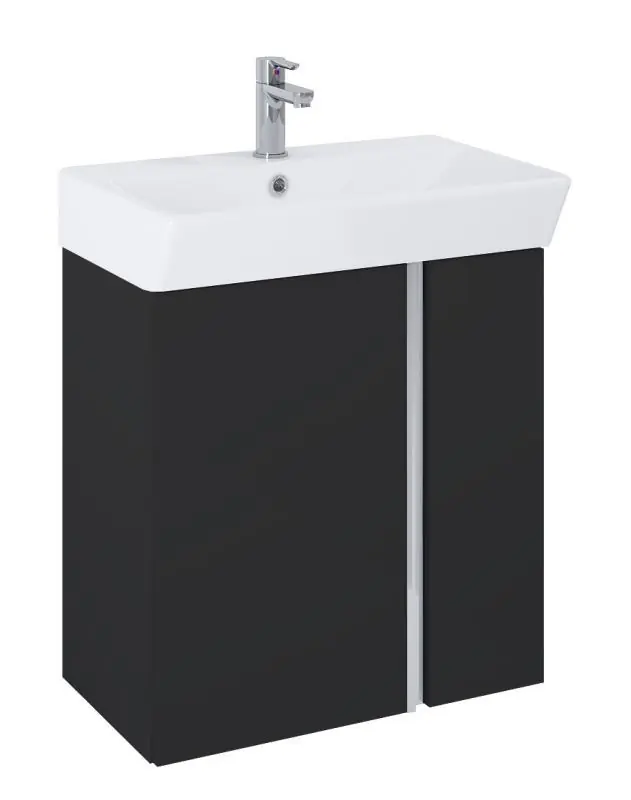 AREZZO design PROVO 60 2 ajtós bútor+mosdó szett, matt fekete AR-168353Arezzo Design Biztonságos vásárlás