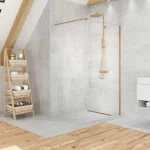 Ajánlat New Trendy Velio Satin gold Walk-in zuhanyfal arany színű profillal 140 cm D-0201BNew Trendy