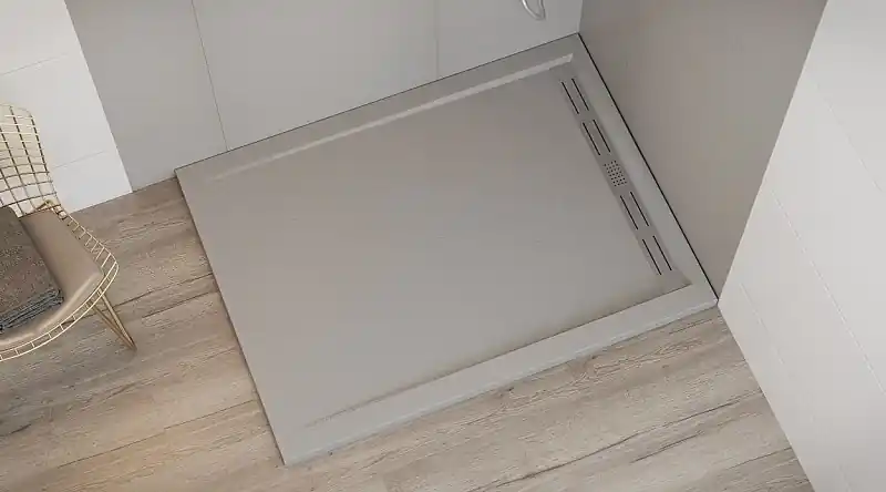 Wasserburg PETRA 120x90 öntött műmárvány zuhanytálca folyókával, szürke 2506R-90-GRWasserburg Ne maradj le