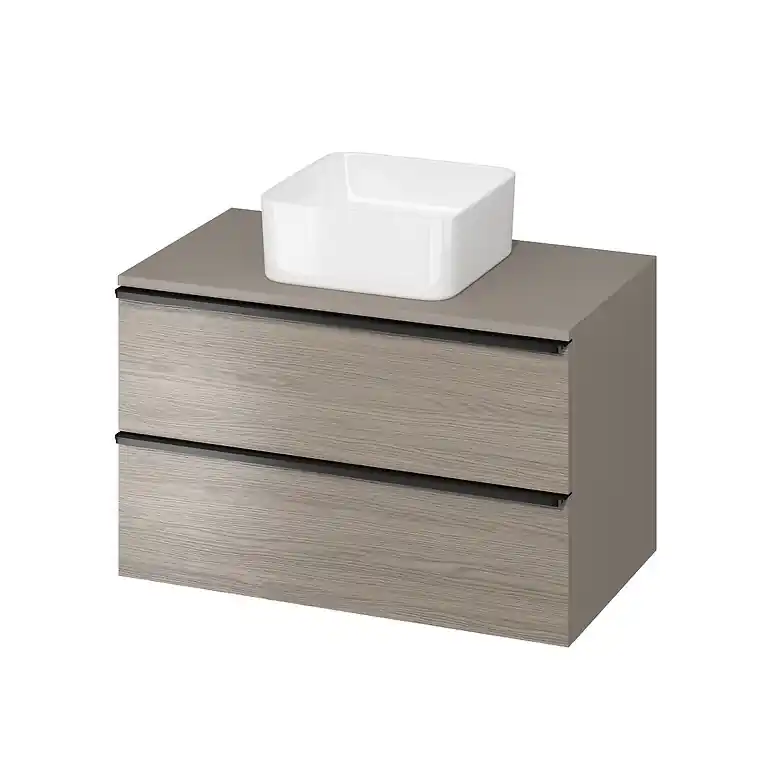 Cersanit Virgo 80 fürdőszobaszekrény pultra ültethető mosdóhoz, szürke tölgy, fekete fogantyú S522-031Cersanit Népszerű