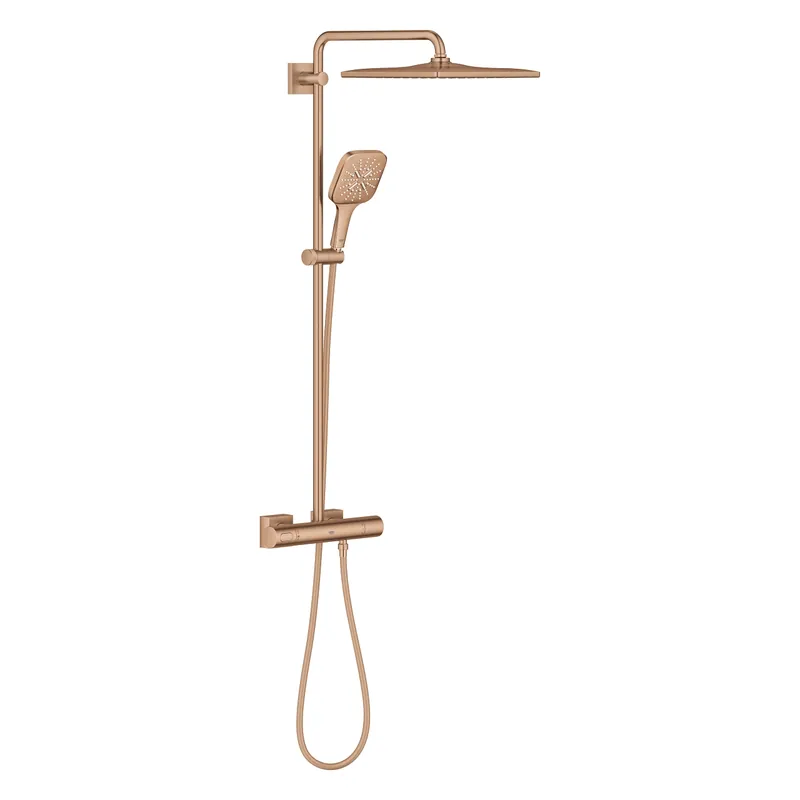Akciós ár Grohe Rainshower SmartActive 310 Cube termosztátos zuhanyrendszer, Brushed Warm Sunset 26837DL0Grohe