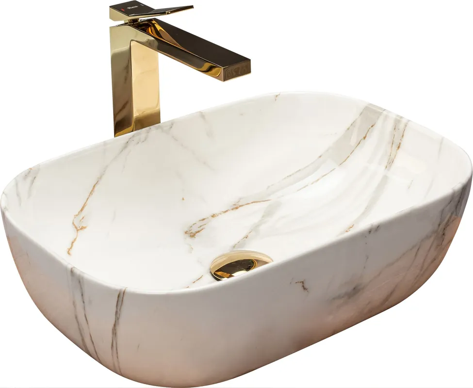Rea Belinda Marble 46x32 cm pultra ültethető mosdó, fehér REA-U6596Rea Ajánlat
