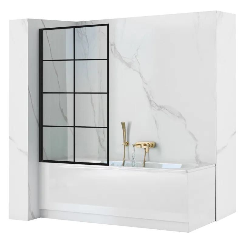 Szuper ajánlat Rea LAGOS1 Fix 80x140 cm kádparaván, fekete REA-K4561Rea