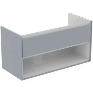 Ajánlat Ideal Standard Connect Air 100 cm fali mosdótartó szekrény nyitott polccal, világosszürke E0828EQIdeal Standard