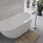 Korlátozott ajánlat Besco Navia 160x80 cm szabadonálló kád fehér lefolyó és túlfolyó takaró, fehér kádtest WAS-160-NBIBesco