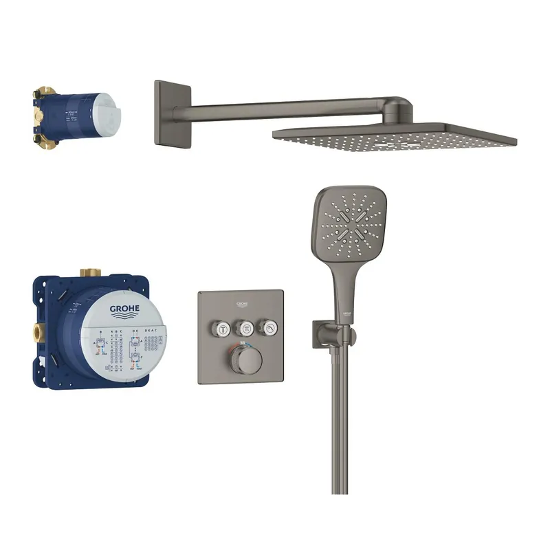 Grohe Grohtherm SmartControl falsík alatt zuhanyrendszer Rainshower SmartActive 310 Cube fejzuhannyal, Brushed Hard Graphite 34864AL0Grohe Szezonális akció