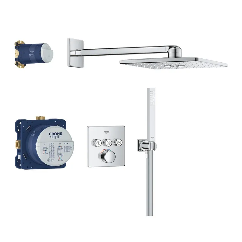 Biztonságos fizetés Grohe SmartControl falsík alatti zuhanyrendszer Rainshower SmartActive 310 Cube fejzuhannyal, króm 34873000Grohe