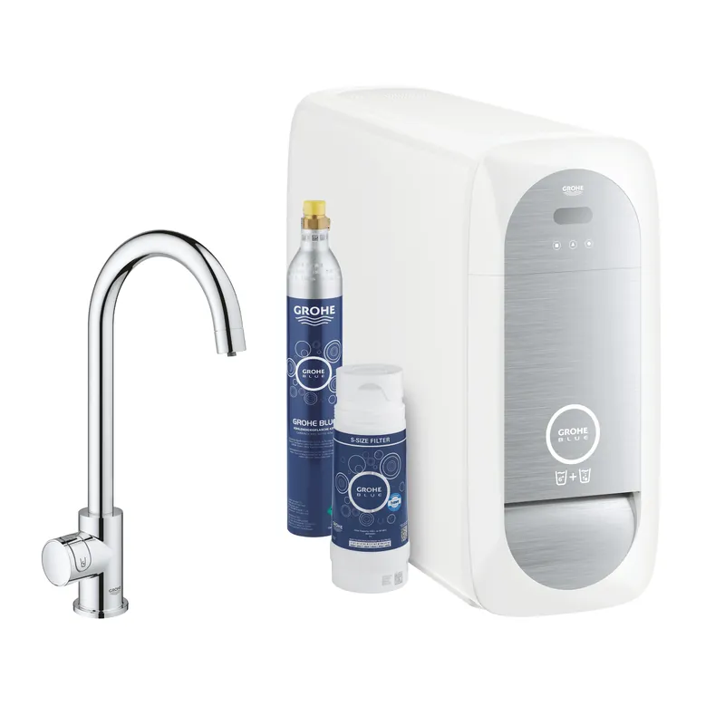 GROHE Blue Home C-kifolyós kezdőkészlet Mono csapteleppel (nem keverő csaptelep -csak szűrt vízre), króm 31498001Grohe Biztonságos fizetés