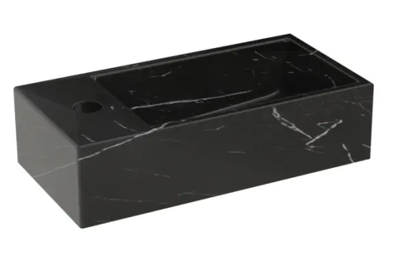 Csak ma Riho Livit Tiny Fountain 41x20,5 cm-es márvány mintás kézmosó, balos csaplyukkal, matt fekete W031008M01Riho