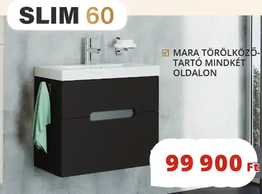 Tboss Slim 60 alsó szekrény öntött márvány mosdóval, prégelt feketeTboss Csak ma