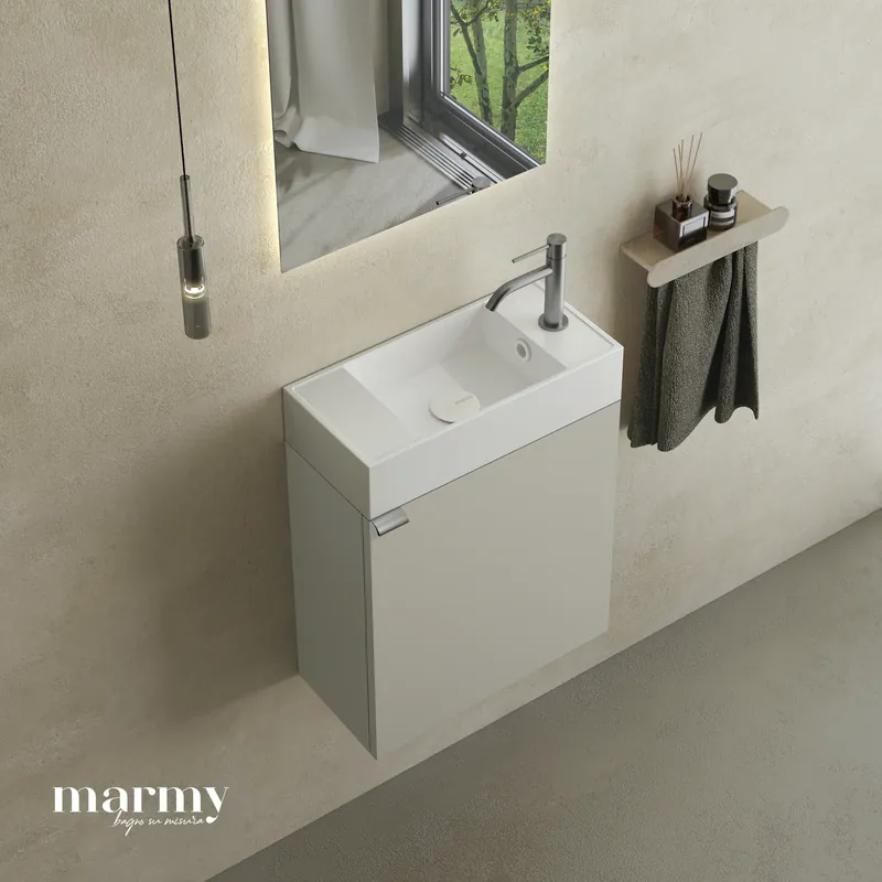 Olcsó Marmy CODE 46x22x50 JOBBOS függ. alsószekrény, 1 ajtó, laminált (mosdó nélkül) Light Taupe 20 11 01 05 12 75Marmy