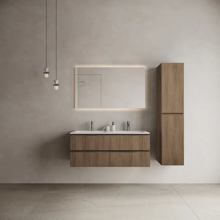 Marmy CODE 120x46x50 DUPLA függesztett alsószekrény, 4 fiók, laminált (mosdó nélkül) Brown Oak 20 40 24 12 00 86Marmy Újdonság