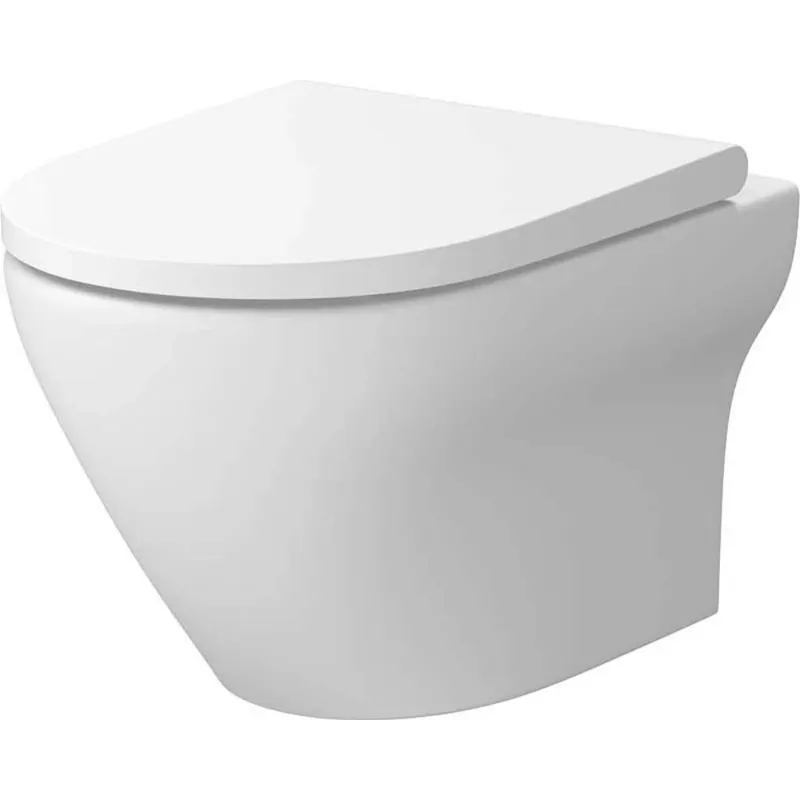 Újdonság Cersanit Larga perem nélküli wc csésze lassú záródású ülőkével, matt fehér S701-608Cersanit