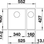 Árcsökkenés BLANCO SUBLINE 340/160-F munkalap szintjébe építhető gránit mosogató, vulkánszürke 527344Blanco
