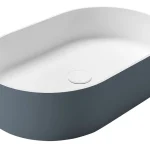 Különleges ajánlat Sapho THIN 55x35 cm Rockstone pultra szerelhető mosdó, matt fehér/siena WN205-42Sapho