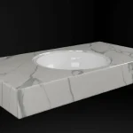 Rendeld meg most DesignFlow - Mediterrán Kerámia - Egyedi, kézzel készített mosdópult - 1000x550x120 - Kerek mosdó - Statuario Light