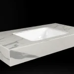 Bestseller DesignFlow - Mediterrán Kerámia - Egyedi, kézzel készített mosdópult - 1000x550x120 - Négyszögletes mosdó - Statuario Light