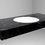 DesignFlow - Mediterrán Kerámia - Egyedi, kézzel készített mosdópult - 1200x550x120 - Kerek mosdó - Marquina Select Olcsóbb
